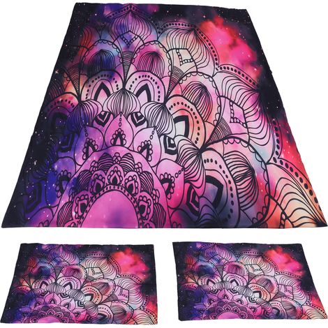 Housse De Couette Avec Taies D'oreiller - Set De Literie Bohème Violet - 3 Pièces - Pour Chambre À Coucher (1/5)
