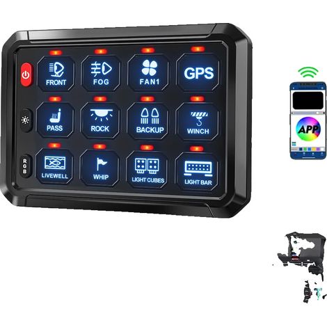 Panel de interruptores LED RGB, control Bluetooth, pegatinas personalizables (1/2)