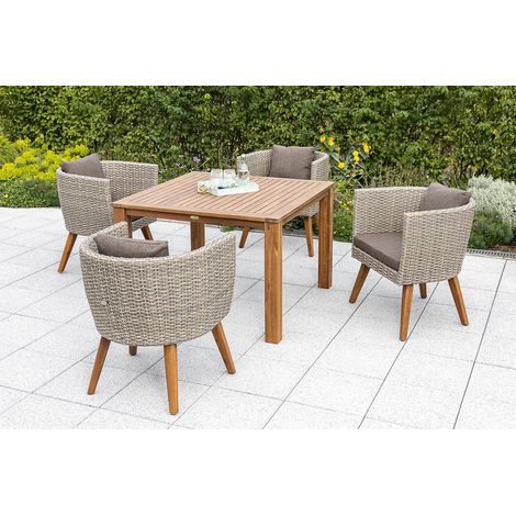 Imperia Set 5tlg 4 Sessel Kissen Tisch 110x110cm