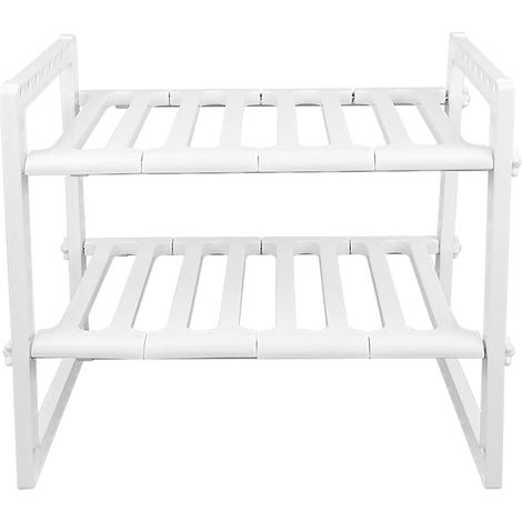 Étagère Rangement Cuisine, Étagere de Rangement Cuisine Fort Pour Rangement sous Évier, Étagère Rangement Multifonctionnel pour Rangement de Cuisine/Salle de Bain/ L’évier (38-682638cm (blanc))
