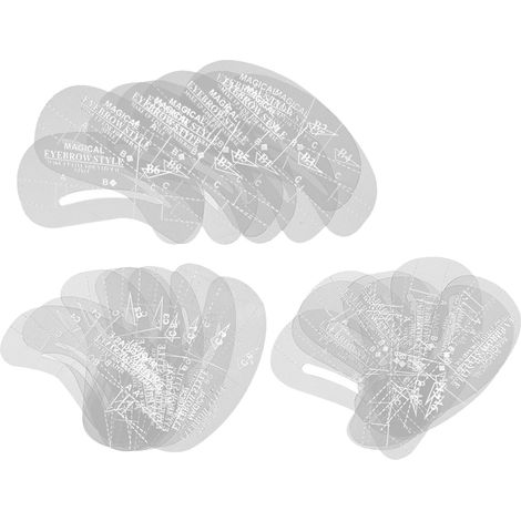 Lot de 24 pochoirs à sourcils transparents réutilisables, gabarits de tatouage et maquillage pour sourcils. (1/5)