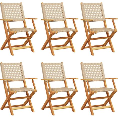 Maison Exclusive - Gartenstühle 6 Stk. Klappbar Beige Poly Rattan