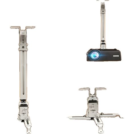 Supporto per proiettore, struttura in metallo, supporta fino a 5 kg, altezza regolabile, compatibile con 3 o 4 fori di montaggio, peso del prodotto 1,25 kg (1/5)