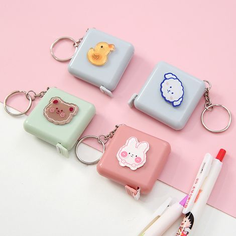 Lot de 4 mini mètres ruban à dessin mignon (caneton jaune + marron B) (1/5)