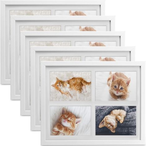5x cadre photo collage pour 4 photos Galeria, 10x15cm, blanc (1/5)
