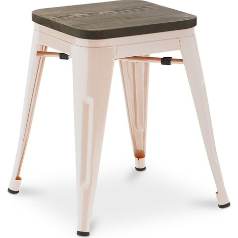 Barhocker im Industriedesign - Holz & Stahl - 45cm - Neuauflage - Stylix Pastellorange