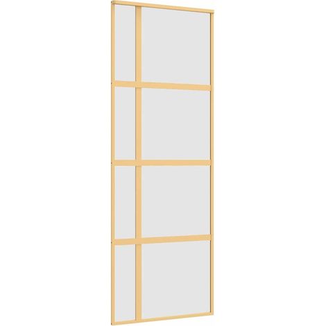 vidaXL Porte coulissante doré 76x205 cm verre ESG dépoli et aluminium