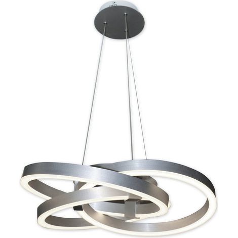 Suspension LED Connectée luminaire connecté Ø 58 cm en Aluminium Brossé et Plastique Blanc CCT - PANGIVO (1/5)