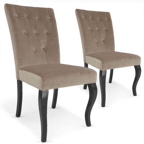 Lot de 2 chaises Beata velours Taupe (1/5)