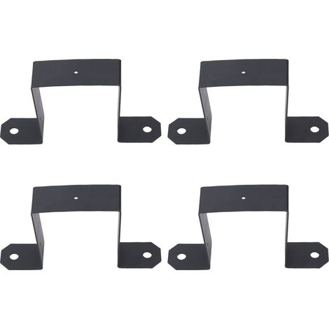 Lot de 4 attaches pour poteaux 4x4 pouces acier carbone renforcées supports clôture terrasse pergola noir en U (1/5)