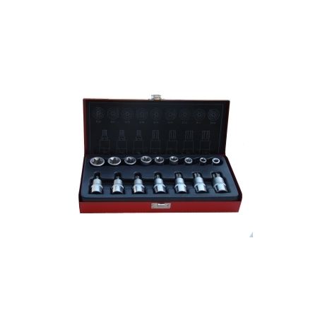 Kit Inserti + Bussole/Boccole impronta torx 16 pezzi 1/2 cromo vanadio - Mod. A