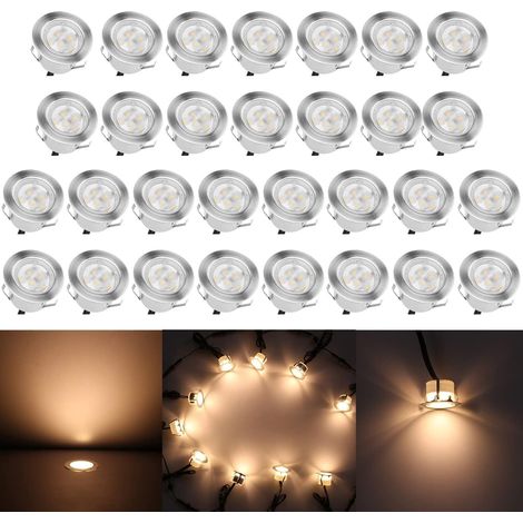 10 Spot LED Eclairage Extérieur Encastrable Sol Terrasse Bois,45mm Spots Encastré Extérieur Fait en IP67 DC12V 1W Avec Alimentation EU Pour Jardin Escalier Patio RGB (1/5)