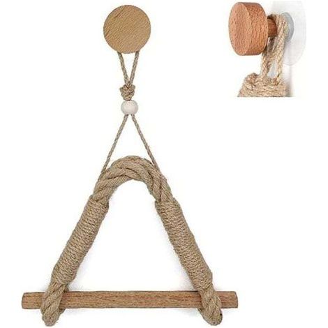 Le porte-papier hygiénique n'est pas perforé, porte-serviettes en bois de corde de jute rétro, porte-serviettes en papier rétro, corde industrielle nautique, salle de bain, décor de cuisine (1/4)
