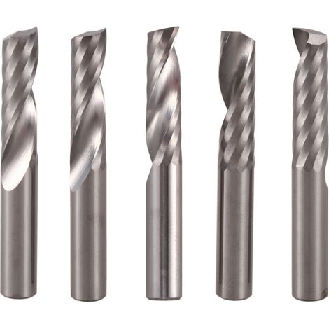 5 pièces fraises carbure CNC 6mm 1/4" simple flûte 22mm (1/5)