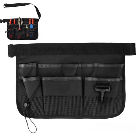 Ceinture porte-outils de jardin 34 x 23 cm - Oxford résistant, 7 poches - Organiseur ajustable pour hommes et femmes - Noir (1/5)
