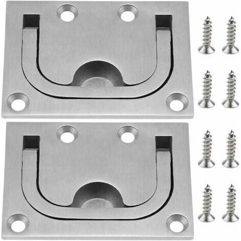 2 Trappes Affleurantes pour Bateaux Poignée Marine en Acier Inoxydable Trappe Encastrée pour Bateau Poignée de Traction Encastrée avec 8 Vis pour Casier d'armoire Marine Yacht Boat- (1/4)