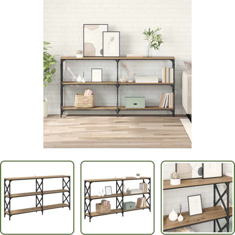 vidaXL Konsolentisch mit Regalen - Konsolentisch Artisan-Eiche 156 x 28 x 80,5 cm Holzwerkstoff (1/5)