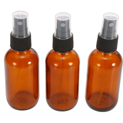 Flacon vaporisateur en verre ambré noir à brume fine 50 ml, lot de 3, pour huiles essentielles, parfums et produits chimiques. (1/5)