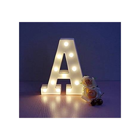 Lettre LED - Luminaire Décoratif en Plastique ABS - Couleur Noire - Alimentation par 2 Piles AA - Usage Intérieur et Extérieur - Lettre Alphabet A à Z - Unité (1/5)