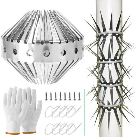 Ceinture Anti Chats Arbre Gouttière Piege a Fouine 100 cm Anti martre Acier Inoxydable Martres Ratons Laveurs Chats Toit Gouttière (1/4)