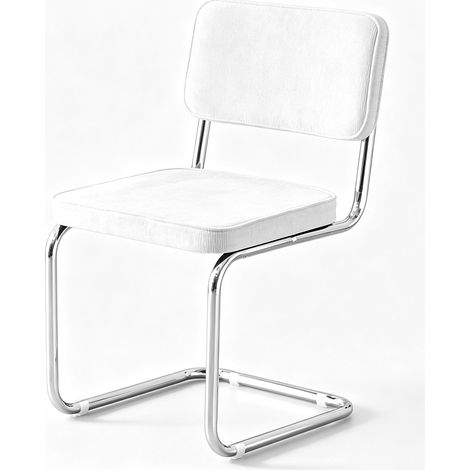 2 chaises de salle à manger avec cadre en acier inoxydable, chaise de cuisine sans bras au style Mid Century avec dossier rembourré et rembourré, chaise moderne de style Mid Century (1/5)