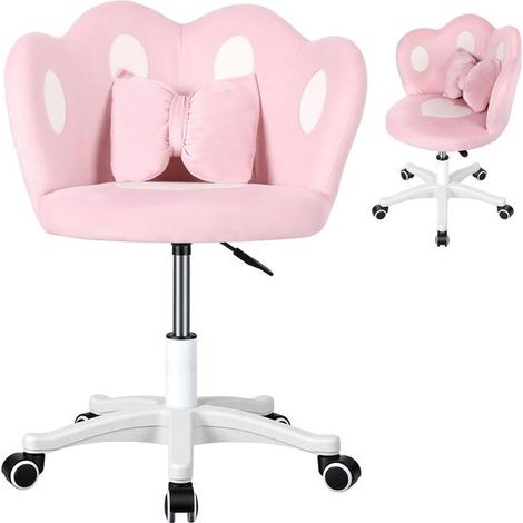 FLASIDU – Bequemer Sessel, ergonomisches Design, 360 Grad drehbar, höhenverstellbar, Sitzbreite 50 cm, mit Bogenkissen, rosa (1/2)