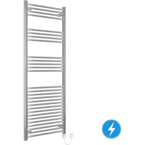 Bathroom Electric Heated Towel Rail 1600 x 600 Straight Thermostatic 700W Chrome (1/5)