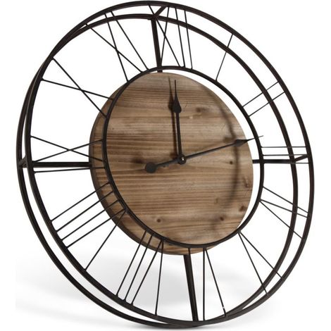 Grande horloge ancienne - Bois-Métal - Marron - Décoration d'Autrefois (1/4)