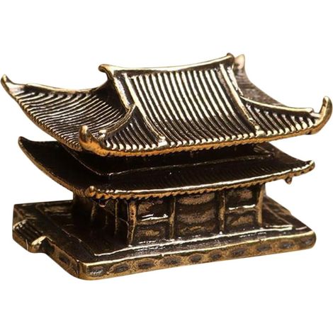 Messing Miniatur Pagodenstatue Retro Pavillon