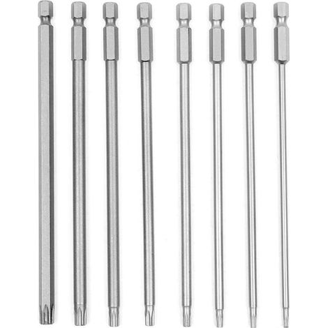 8pcs 150mm 6.35MM(1/4") tige Hexagonale T8-T40 S2 Jeu de Tournevis Torx à Tête Magnétique en Acier