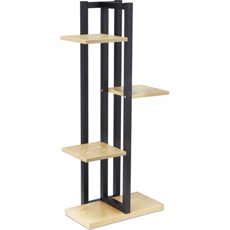 Étagère à plantes décorative pour intérieur 93 x 42,5 x 22,5 cm en métal noir (1/4)