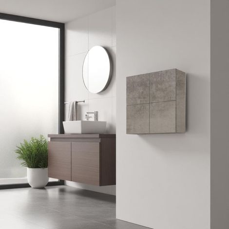 Pensile CUBOTTO a 4 ante con apertura PUSH&PULL Cemento (1/2)