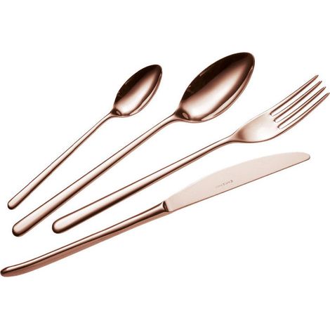 Servizio Set di Posate 24 Pezzi in Acciaio 18/10 PVD Eme Venice Copper Bronze