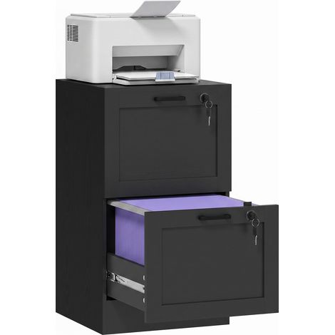 HOMCOM 2-Drawer File Cabinet, Lockable Filing Cabinet for A4 Letter, Black (1/5)