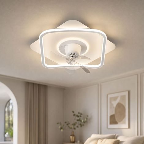 Ventilateur de plafond invisible 50cm, moteur silencieux en cuivre, lumière LED anti-éblouissement réglable, idéal pour chambre 10-15m² (1/4)
