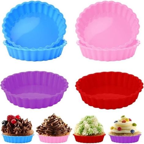 12-teiliges Silikon-Tarteform-Set, Mini-Quicheform, Antihaft-Tarteletteform, Kuchenformen, Gebäckformen für Käsekuchen (1/4)