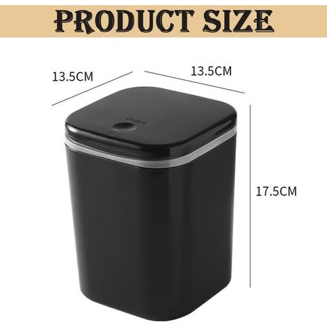 Petite Poubelle de Table Bureau avec Couvercle,Mini Corbeille pour Toilette wc,Salle de Bain,Chambre,Cuisine,Litiere Chat (Noir) (1/4)