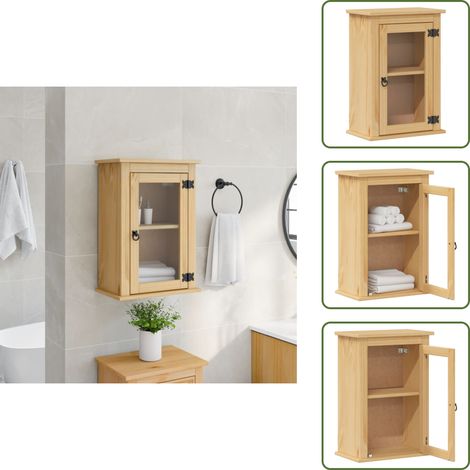 The Living Store Bad-Wandschrank Corona 45x27x64,5 cm Massivholz Kiefer - Massiver Holzkasten - Badezimmerschrank - Regal - Aufbewahrung - Handtuchhalter (1/5)