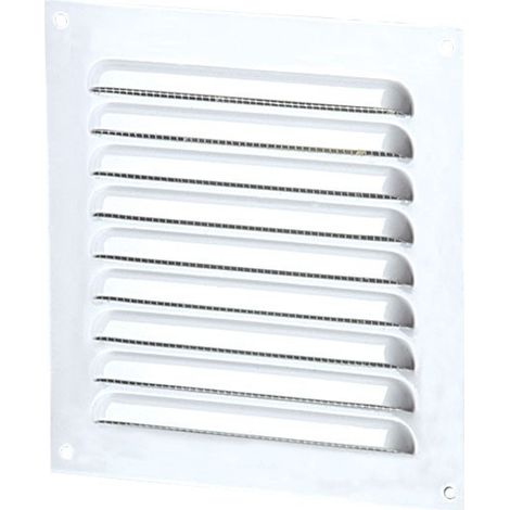 Grille aération carrée 70mm 9cm2 - Alu blanc + anti-insecte - Winflex
