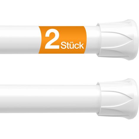 Lot de 2 tringles à rideaux sans perçage - 42 à 72 cm - Tringle télescopique à clipser - Tringle de serrage extensible pour fenêtre, cadre de porte, cuisine et armoire (blanc) (1/5)