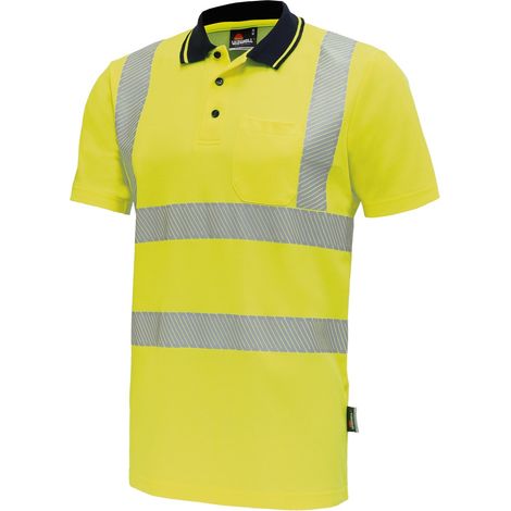 Vizwell Warnschutz Polo-Shirt VWP Gr. 5XL leuchtgelb/marine (1/5)