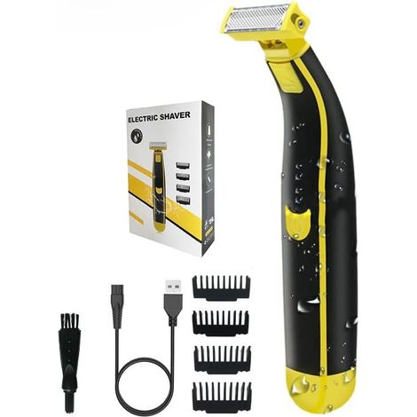Fei Yu – Tondeuse à poils corporels pour hommes – Rasoir électrique étanche IPX5 – Lames en céramique hypoallergéniques – Rechargeable USB (1/5)