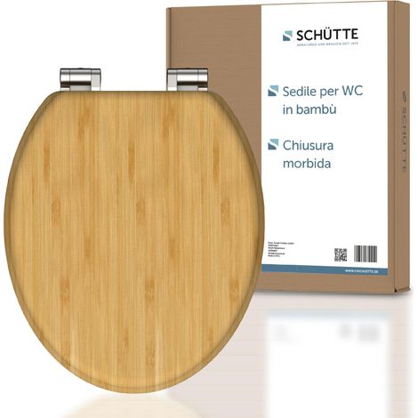 Schütte 81101-A - Meccanismo di chiusura ammortizzata in bambù, coperchio in legno solido, sostenibile, sedile WC, portata massima 150 kg (1/5)