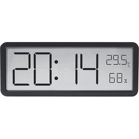 Elektronischer Wecker mit LCD-Display, Temperatur-, Luftfeuchtigkeits- und Datumsanzeige, Tischständer, Aufhängeöse, gut ablesbar, Beispiel für das Wohnzimmer (1/5)
