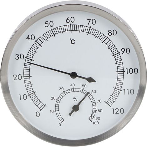 2 en 1 en acier inoxydable Hammam Sauna Room Thermomètre Hygromètre Thermo Hygromètre Intérieur (1/5)