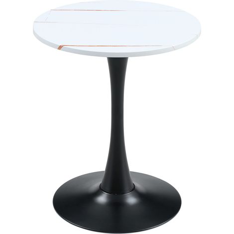 Runder Beistelltisch 60 cm aus MDF und Metall, Weiß mit schwarzem Fuß (1/5)