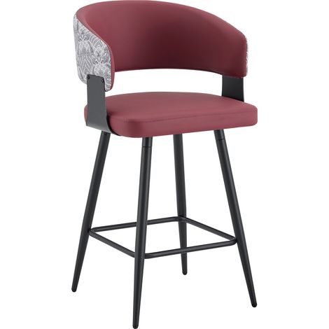 Chaise de salle à manger rembourrée avec dossier et accoudoirs, structure métal noir, revêtement simili cuir, style moderne (1/5)