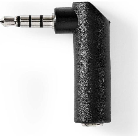 Adaptateur audio stereo 35 mm male 35 mm femelle nickele coude a 90 metal noir 1 pc boite 403 (1/5)