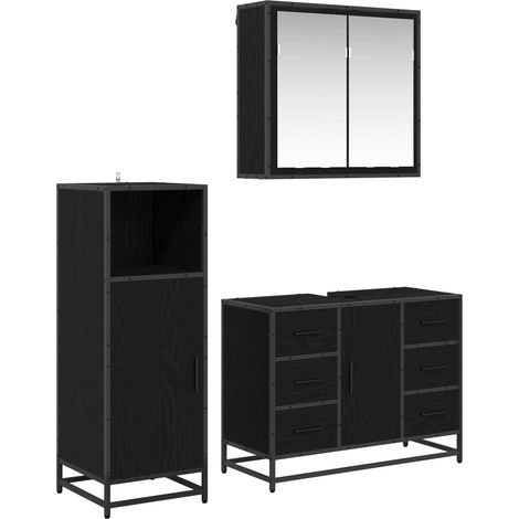Maison Exclusive - Badezimmermöbel-Set 3 pcs Schwarz Eichen-Optik