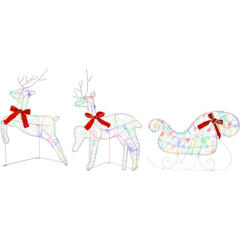 Weihnachtsrentier mit Schlitten 3 stk. 60 LEDs Mehrfarbig vidaXL (1/5)